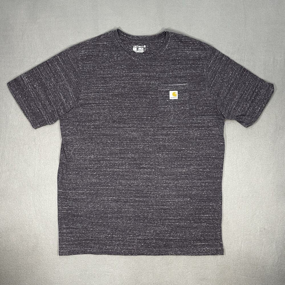 Carhartt Pocket T-Shirt XL Tall Loose Fit Heather Gray Logo Patch Workwear Tee